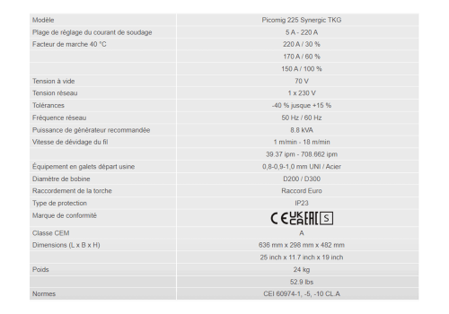PICOMIG 225 SYNERGIC TKG