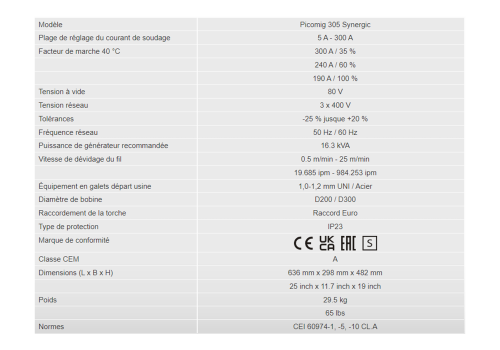 PICOMIG 305 SYNERGIC TKM