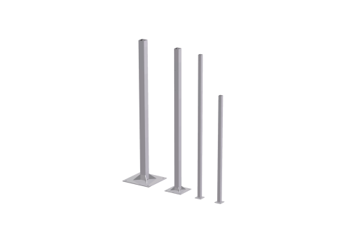 POTEAU CARRÉ (80 X 80 X 3 MM) SUR BASE (300 X 300 X 10 MM) HAUTEUR 3 M