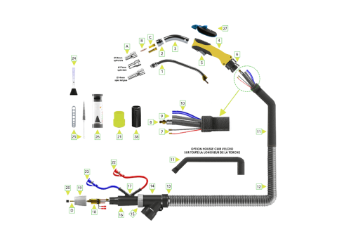 TORCHE MIG/MAG ASPIRANTE MA500 LG 4M 45° AVEC CLAPET