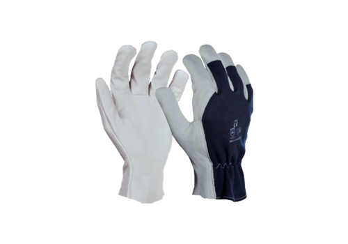 GANTS PAUME FLEUR DE CHEVRE DOS INTERLOCK BLEU