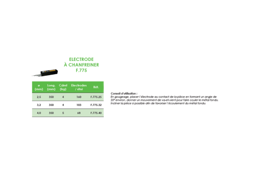 ELECTRODE A CHANFREINER - F.775